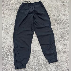Nike Vintage Black Nylon Track Pants Mini Swoosh Zip Ankle Size L